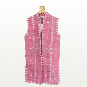 Binakol Sleeveless Long coat with Itneg Embroidery - image