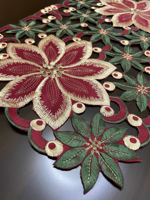 Christmas Rectangle Satin Drill Embroidered Placemat - image