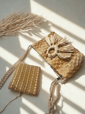 Abaca sling bag with coin purse - image
