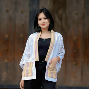 White eyelet Kimono - image