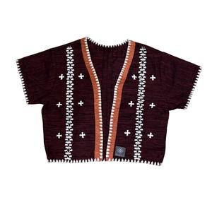 Short Sleeve Blazer - Maroon - image