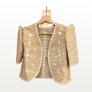 Beige Cream Tiniri Bolero with Itneg embroidery - image