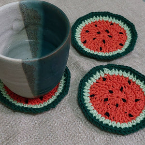 Crocheted Watermelon Coasters (Set of 3) - image