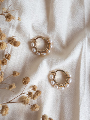 IVORY Freshwater Pearl Hoop Earrings - image