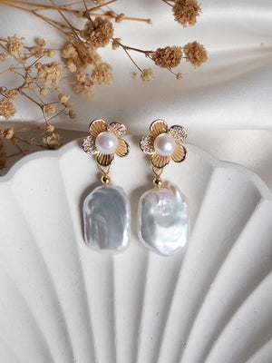 ESHAL Keshi Freshwater Pearl Dangling Earrings - image