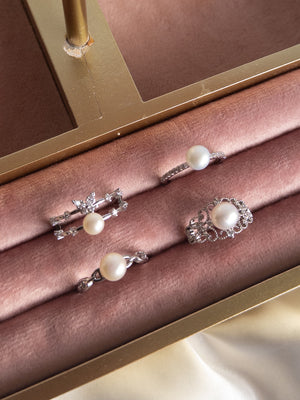 EVIA Dainty Pearl Silver Ring - image