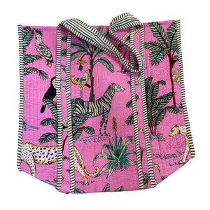 Animal Indian Block Print Small Tote Bag - image