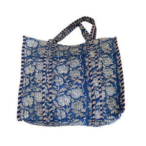 Floral Indian Block Print Tote Bag - image