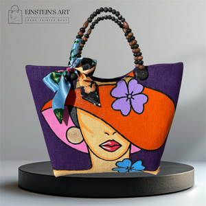 Anabelle Hand-Painted Abaca Bag with Wooden Bead Handle (Large) - image