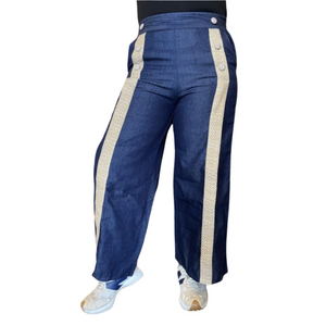 Beige Habi Denim Pants - image