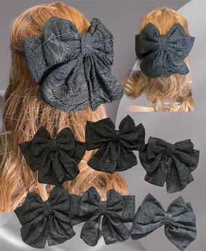 Black heavy lace fabric ribbon - image