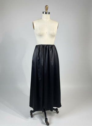 Full Elastic Shirred Waist in Lightweight Satin Black - image