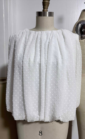 Bubble Top in Off-White Lightweight Chiffon - image