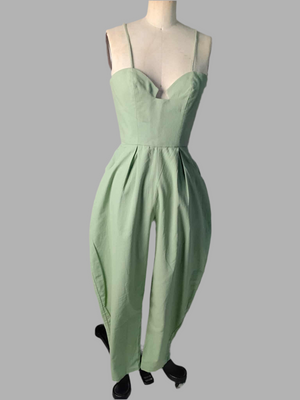 Sweetheart Baggy Jumpsuit in Sage Linen - image