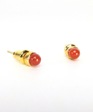 Candy bean stud 18k gold plating with red agate - image