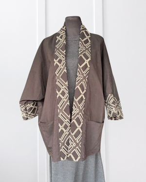 Straight Cut Kimono in Gilded Grid - image