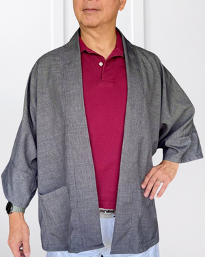 Straight Cut Kimono in Gray Armani Wool - image
