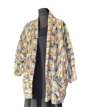 Straight Cut Kimono in Japanese Fans (Multi-Color) - image