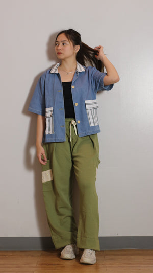Round Collar Denim Polo - image