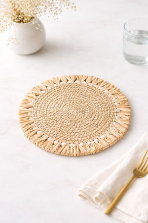 Pandan and raffia w/ clam shells charger plate - image