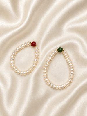 HQ Freshwater Pearl with Stone Stretchable Bracelet - image