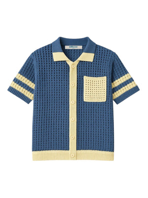 Knitted Crochet Polo Shirt with Pocket - image