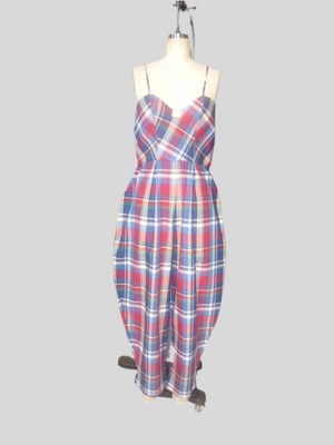 Sweetheart Baggy Jumpsuit in Red, Blue and White Plaid - image