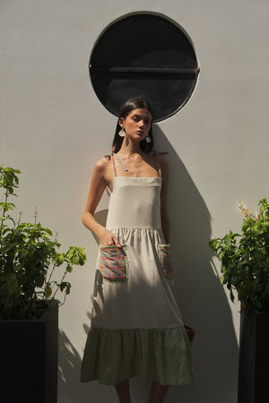 Marie Strapless Ruffle Midi Dress - image