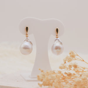 Baroque Freshwater Pearl Dangling Earrings - image