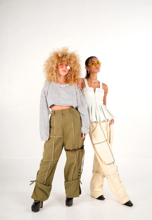 Noa Cotton Denim Pants | Green