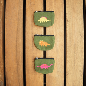 Dinosaurs on Moss Canvas Coin Purse - image