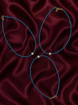 Turquoise Necklace with Freshwater Pearl - image