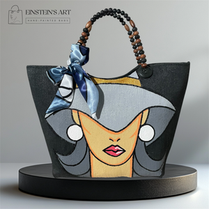 Kristine Hand-Painted Abaca Bag with Wooden Bead Handle (Large) - image