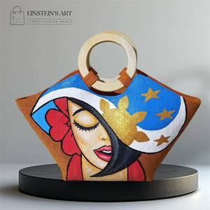 LDS Hand-Painted Abaca Bag with Wooden Handle (Large) - image