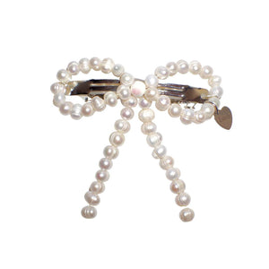 Hair clip with pearl bow - image