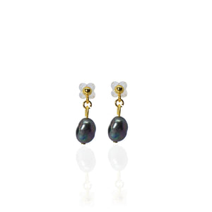 Single Black Baroque Earrings - image