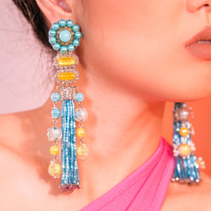 Blue Harajuku Tassel Earrings - image