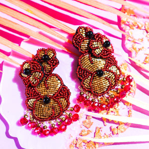 Red Flower Garden Earrings - image