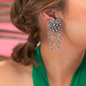 Silver Enchained Hearts Earrings - image