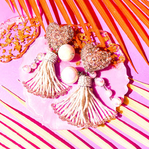 Strawberry Milk Tassel Earrings - image