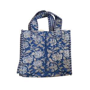 Floral Indian Block Print Mini Tote Bag - image