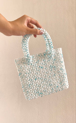 Frances Mini Beaded Bag in Chalk Blue - image