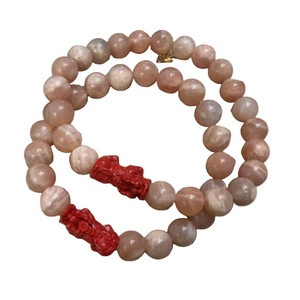 Sun Stone with Cinnabar Money Catcher Sun Stone combined with a cinnabar money catcher charm - image