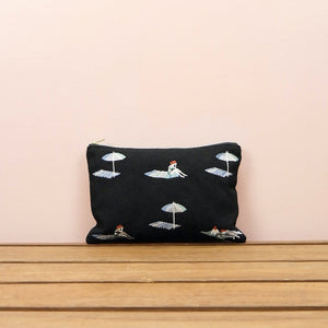 Beach on Black Canvas Small Zip Up Pouch - image