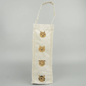 Cats and Dogs on Natural Canvas Water Bottle Bag - image