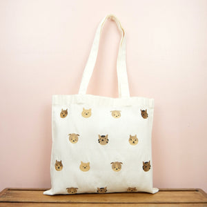 Cats and Dogs on Small Natural Canvas Tote - image