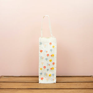 Cotton Candy Flowers on Natural Canvas Water Bottle Bag - image