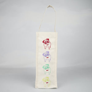 Dapper Pug on Natural Canvas Water Bottle Bag - image