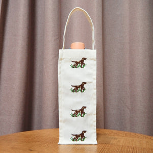Dog in the Park on Natural Canvas Water Bottle Bag - image