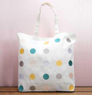 Dots on Natural Canvas Shopping Tote - image